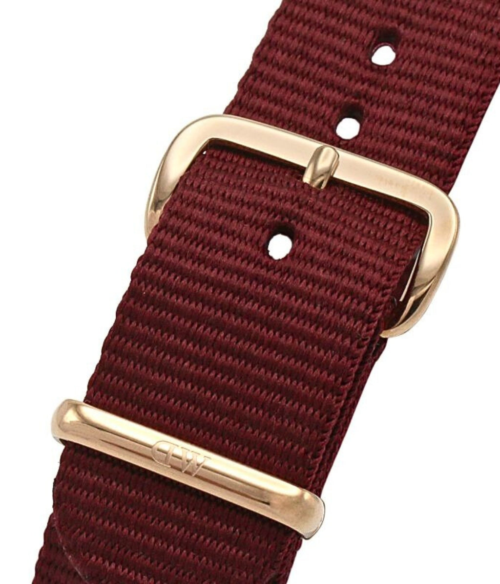 Shop Authentic Daniel Wellington Classic Roselyn Black Dial Maroon Nylon Strap Watch For Women - DW00100273 - Luxxuri