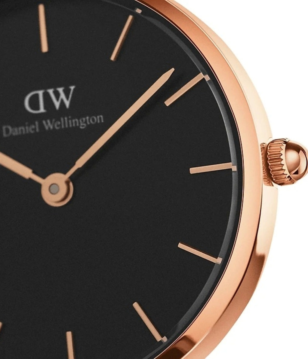 Shop Authentic Daniel Wellington Classic Petite Bondi Black Dial White Leather Strap Watch For Women - DW00100285 - Luxxuri
