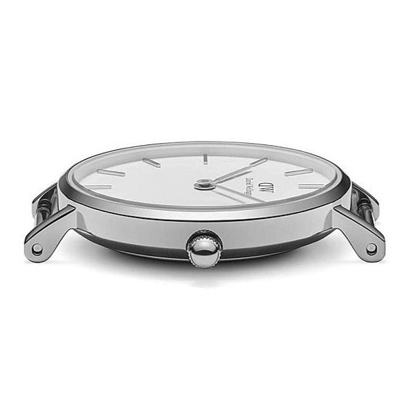 Shop Authentic Daniel Wellington Classic Petite Cornwall White Dial Black Nylon Strap Watch For Women - DW00100252 - Luxxuri