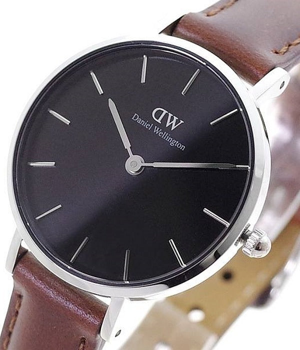 Shop Authentic Daniel Wellington Classic Petite St Mawes Black Dial Brown Leather Strap Watch For Women - DW00100237 - Luxxuri
