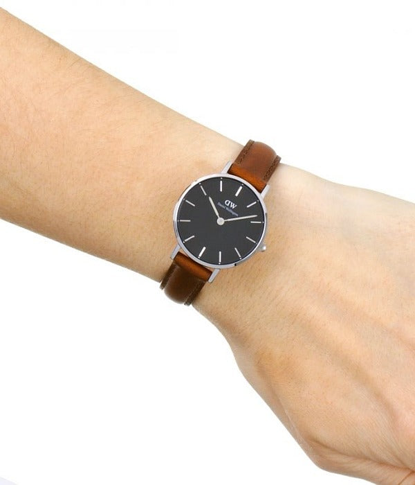 Shop Authentic Daniel Wellington Classic Petite St Mawes Black Dial Brown Leather Strap Watch For Women - DW00100237 - Luxxuri