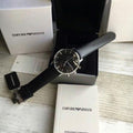 Shop Authentic Emporio Armani Gianni Chronograph Black Dial Black Leather Strap Watch For Men - AR0397 - Luxxuri