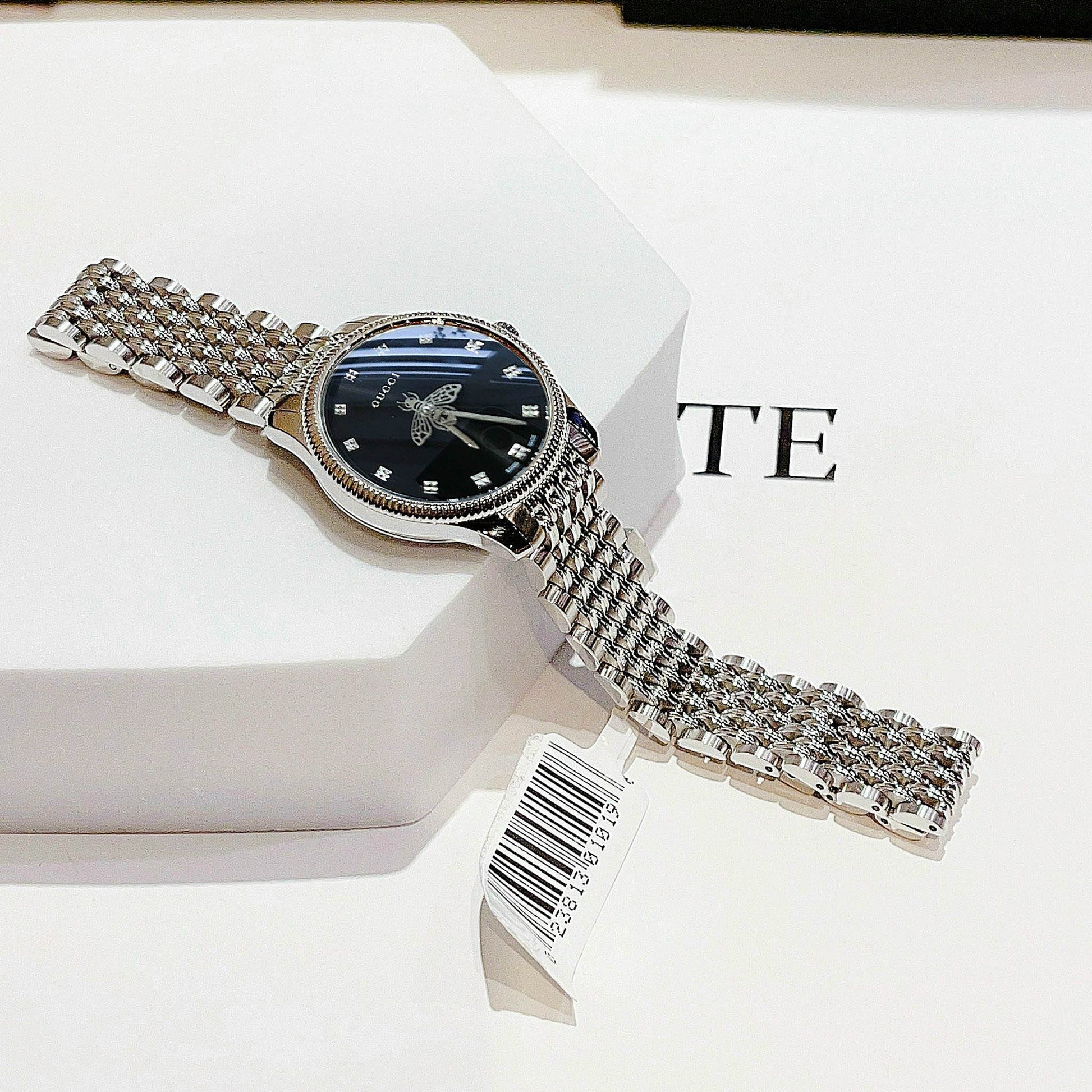 Shop Authentic Gucci G Timeless Quartz Black Dial Silver Steel Strap Watch For Women - YA1265020 - Luxxuri
