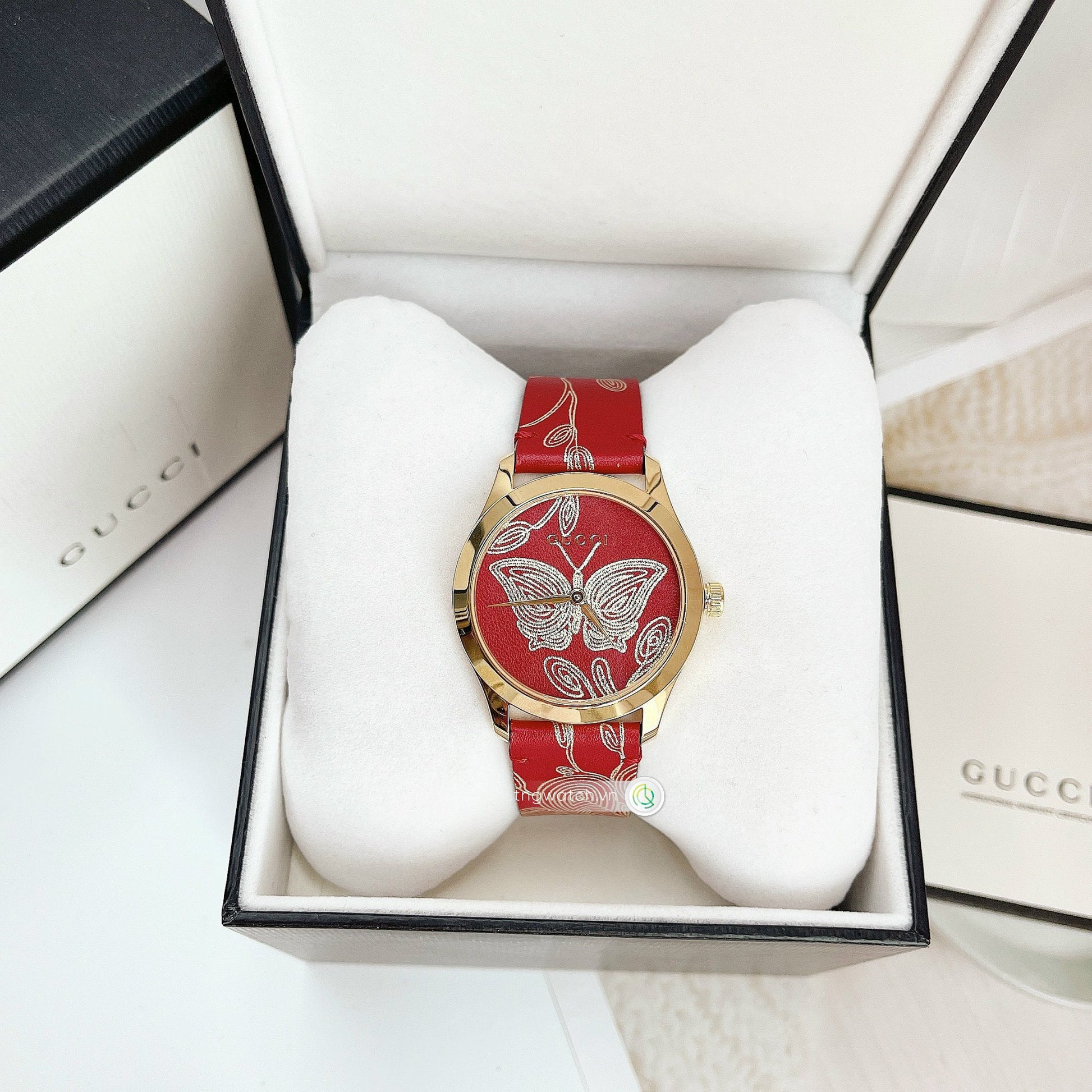 Shop Authentic Gucci G Timeless Quartz Red Dial Red Leather Strap Watch For Women - YA1264054 - Luxxuri
