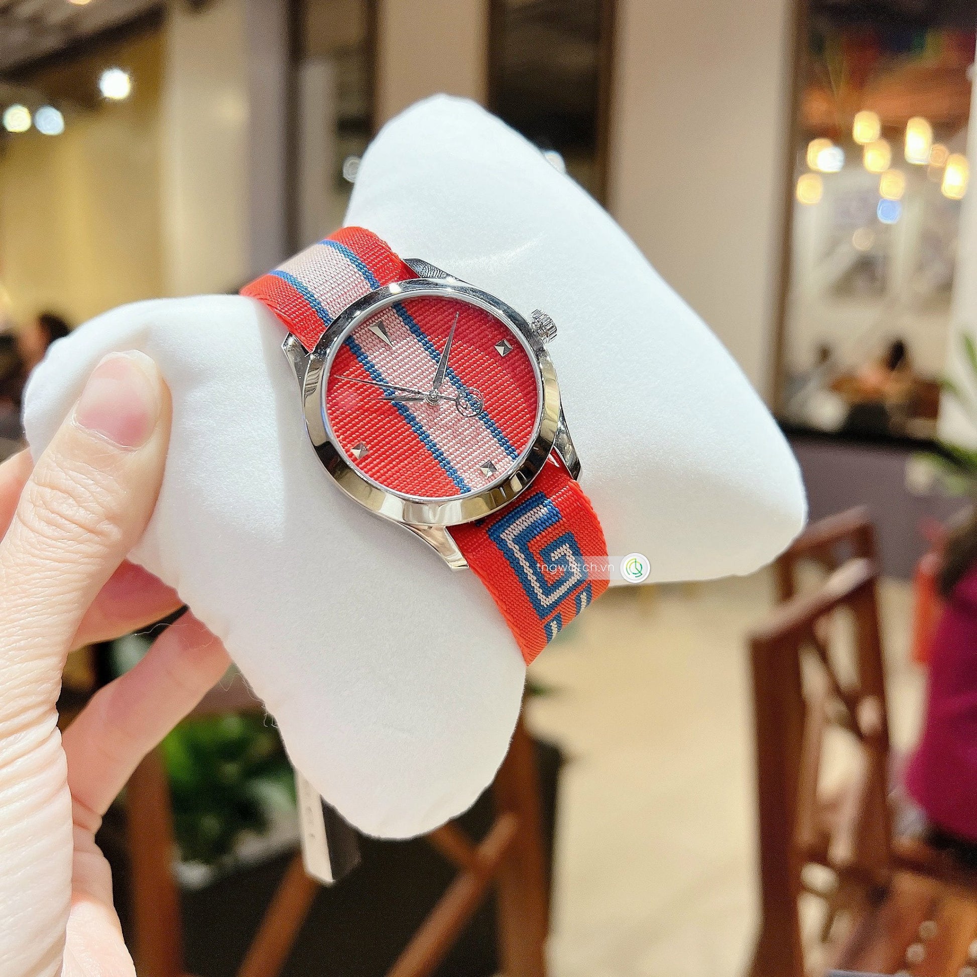 Shop Authentic Gucci G Timeless Quartz Red Dial Two Tone NATO Strap Watch For Men - YA1264070 - Luxxuri