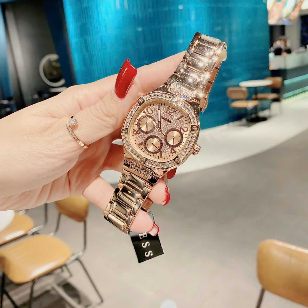 Shop Authentic Guess Duchees Quartz Rose Gold Dial Rose Gold Steel Strap Watch For Women - GW0558L3 - Luxxuri