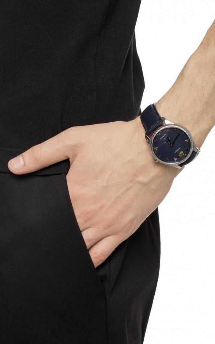 Shop Authentic Gucci G Timeless Automatic Blue Dial Black Leather Strap Watch For Men - YA126347 - Luxxuri