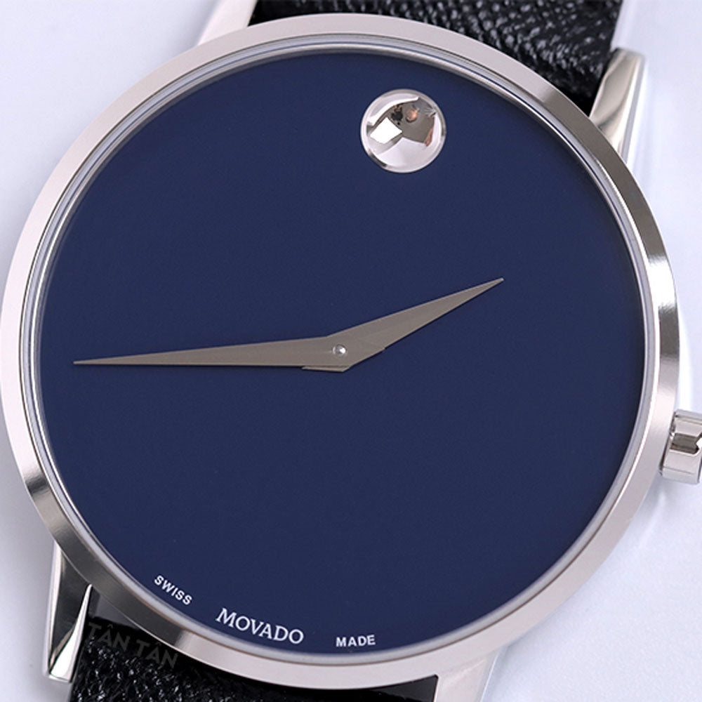 Shop Authentic Movado Museum Classic Blue Dial Black Leather Strap Watch for Men - 0607197 - Luxxuri