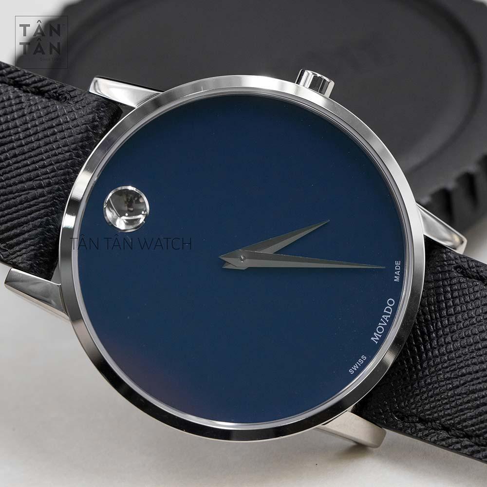 Shop Authentic Movado Museum Classic Blue Dial Black Leather Strap Watch for Men - 0607197 - Luxxuri