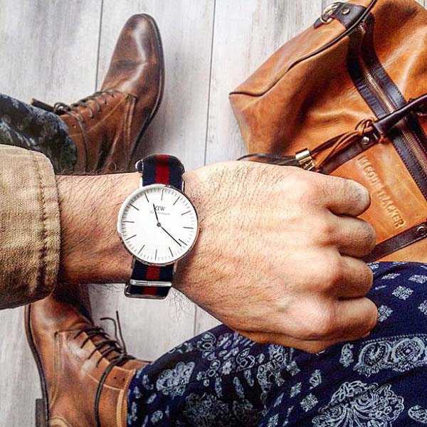 Shop Authentic Daniel Wellington Classic Oxford White Dial Two Tone Nylon Strap Watch For Men - DW00100015 - Luxxuri