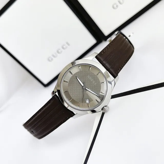 Shop Authentic Gucci G Timeless Quartz Brown Dial Brown Rubber Strap Watch For Men - YA126403 - Luxxuri