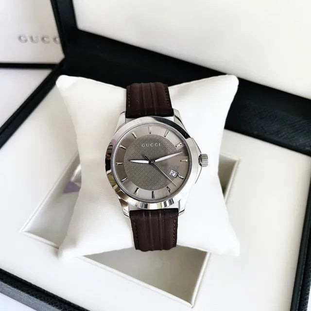 Shop Authentic Gucci G Timeless Quartz Brown Dial Brown Rubber Strap Watch For Men - YA126403 - Luxxuri