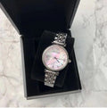 Shop Authentic Emporio Armani Gianni T Bar Pink Mother of Pearl Dial Silver Steel Strap Watch For Women - AR1779 - Luxxuri