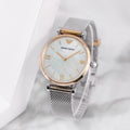 Shop Authentic Emporio Armani Gianni T Bar Mother of Pearl Dial Silver Mesh Bracelet Watch For Women - AR2068 - Luxxuri
