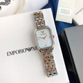 Shop Authentic Emporio Armani Gianni T Bar Mother of Pearl Dial Two Tone Steel Strap Watch For Women - AR11146 - Luxxuri