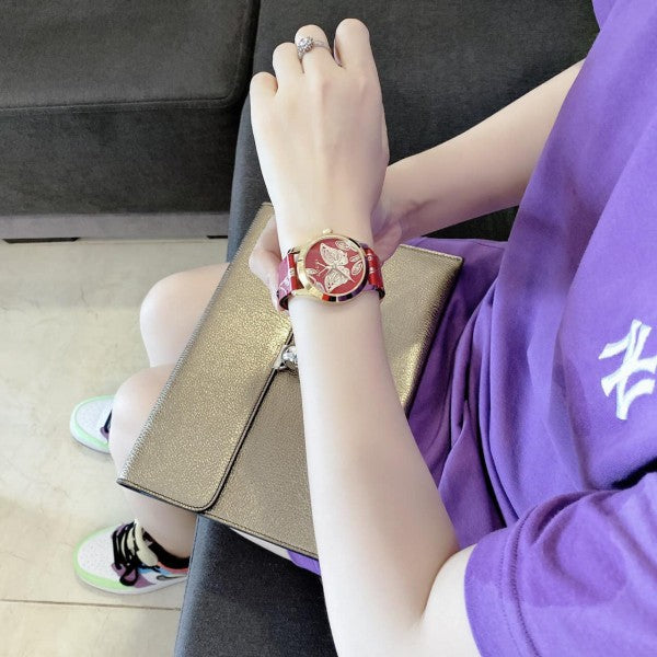 Shop Authentic Gucci G Timeless Quartz Red Dial Red Leather Strap Watch For Women - YA1264054 - Luxxuri