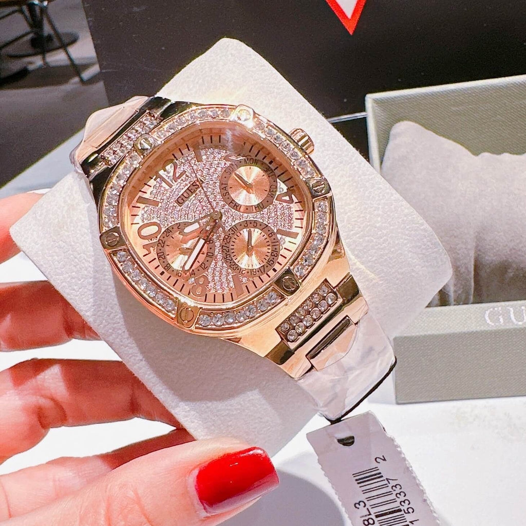 Shop Authentic Guess Duchees Quartz Rose Gold Dial Rose Gold Steel Strap Watch For Women - GW0558L3 - Luxxuri