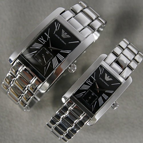 Emporio Armani Classic Black Dial Silver Stainless Steel Watch For Women - AR0157