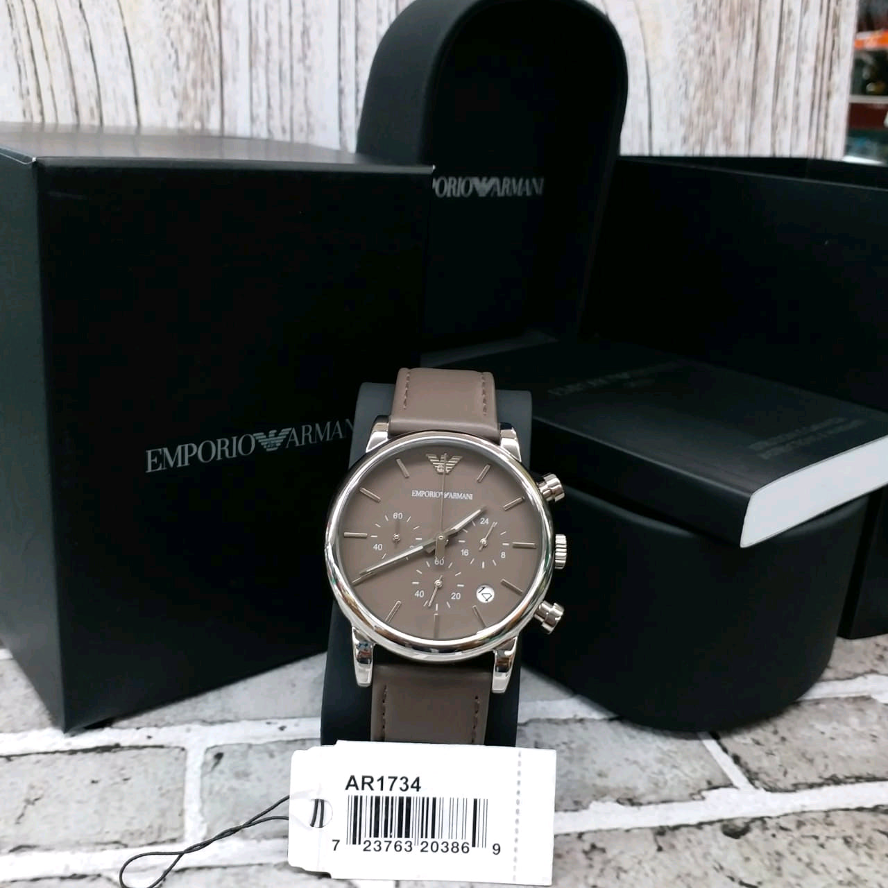 Shop Authentic Emporio Armani Classic Chronograph Brown Dial Brown Leather Strap Watch For Men - AR1734 - Luxxuri