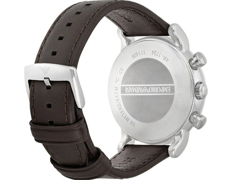 Shop Authentic Emporio Armani Classic Chronograph Brown Dial Brown Leather Strap Watch For Men - AR1734 - Luxxuri