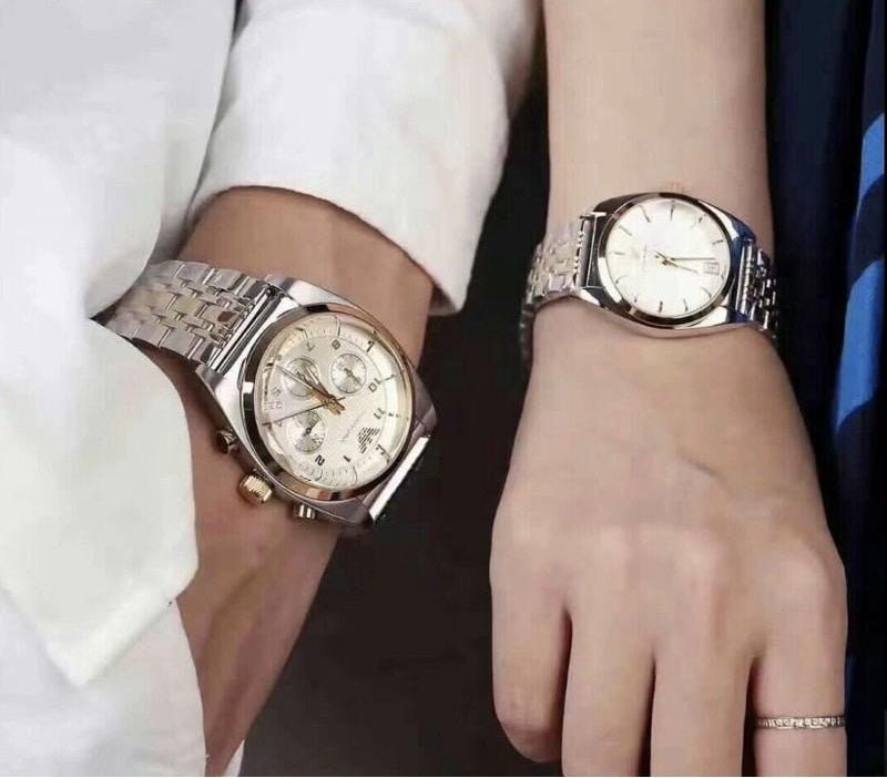 Shop Authentic Emporio Armani Classic Chronograph White Dial Two Tone Steel Strap Watch For Men - AR0396 - Luxxuri