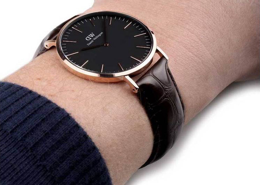 Shop Authentic Daniel Wellington Classic York Black Dial Brown Leather Strap Watch For Women - DW00100140 - Luxxuri