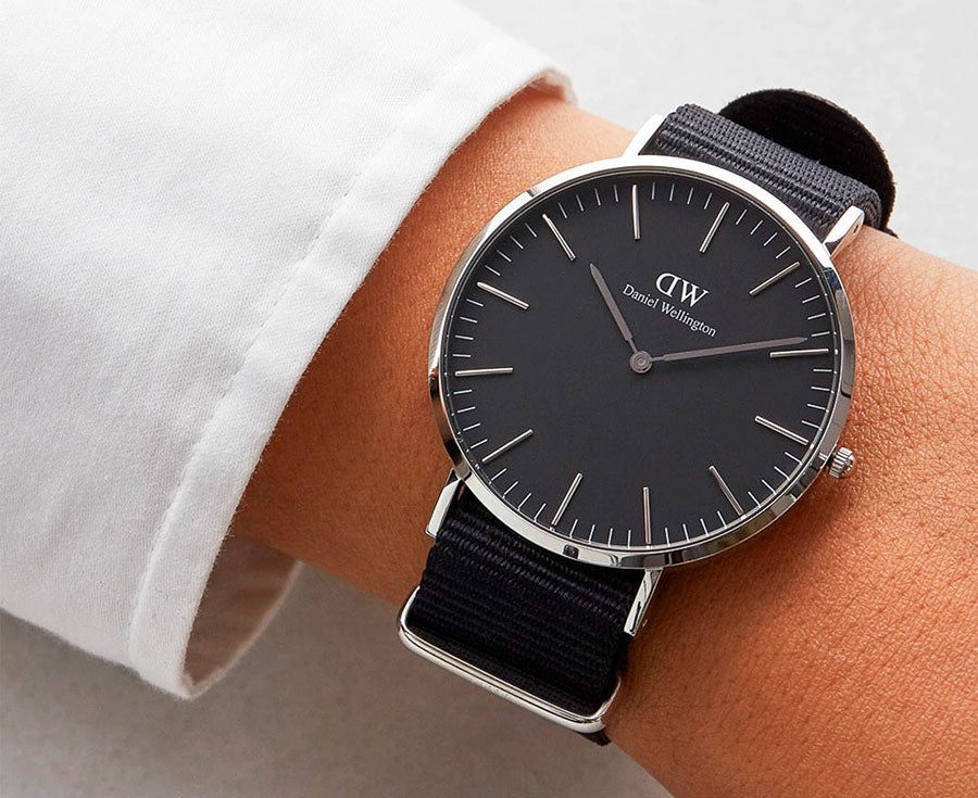 Shop Authentic Daniel Wellington Classic Cornwall Black Dial Black Nylon Strap Watch For Women - DW00100149 - Luxxuri