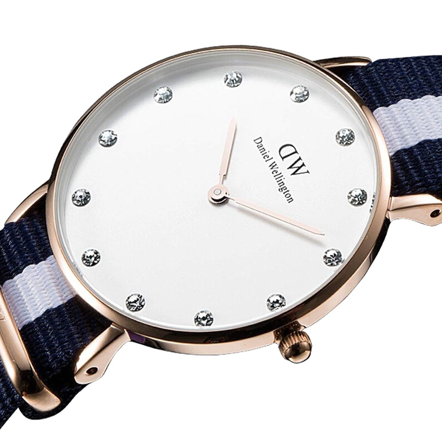 Shop Authentic Daniel Wellington Classy Glasgow White Dial Two Tone Nylon Strap Watch For Women - DW00100078 - Luxxuri
