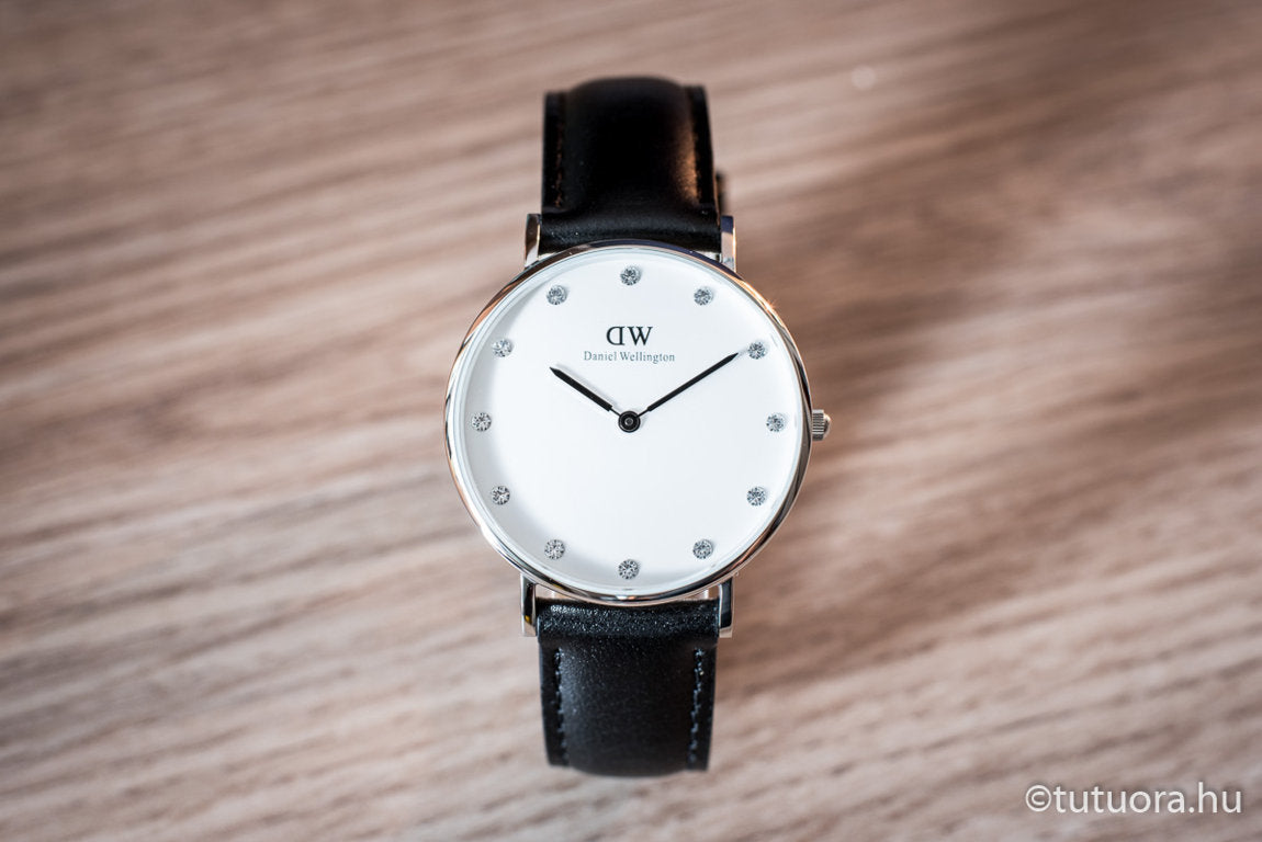 Shop Authentic Daniel Wellington Classy Sheffield White Dial Black Leather Strap Watch For Women - DW00100080 - Luxxuri
