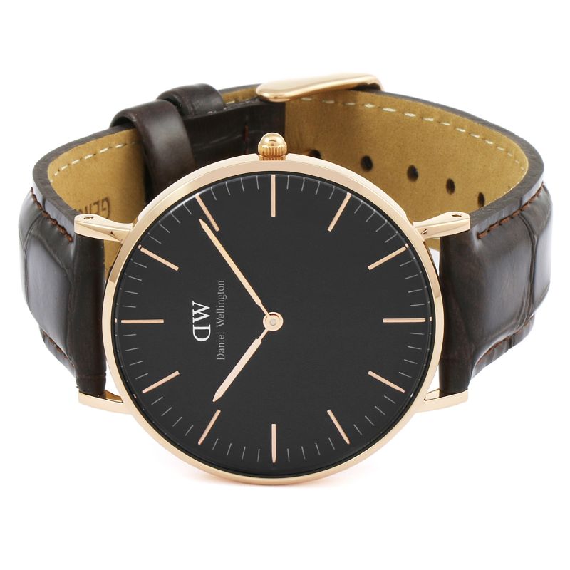 Shop Authentic Daniel Wellington Classic York Black Dial Brown Leather Strap Watch For Women - DW00100140 - Luxxuri