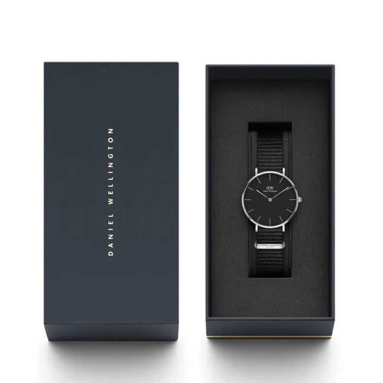 Shop Authentic Daniel Wellington Classic Petite Cornwall Black Dial Black NATO Strap Watch For Women - DW00100216 - Luxxuri