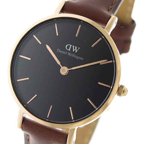 Shop Authentic Daniel Wellington Classic Petite St Mawes Black Dial Brown Leather Strap Watch For Women - DW00100225 - Luxxuri