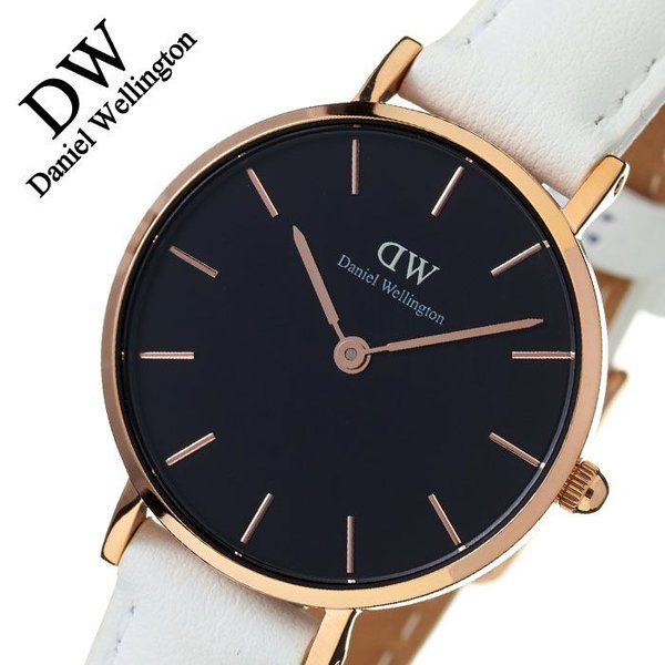Shop Authentic Daniel Wellington Classic Petite Bondi Black Dial White Leather Strap Watch For Women - DW00100285 - Luxxuri