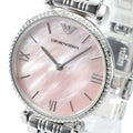 Shop Authentic Emporio Armani Gianni T Bar Pink Mother of Pearl Dial Silver Steel Strap Watch For Women - AR1779 - Luxxuri