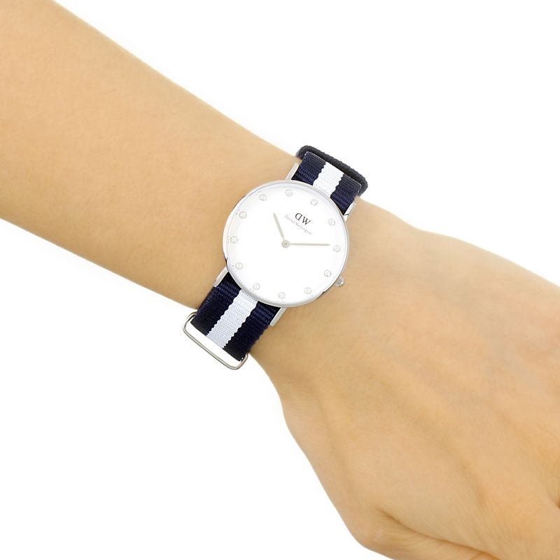 Shop Authentic Daniel Wellington Classy Glasgow White Dial Two Tone Nylon Strap Watch For Women - DW00100082 - Luxxuri