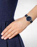 Shop Authentic Emporio Armani Gianni T Bar Analog Blue Dial Black Leather Strap Watch For Women - AR1989 - Luxxuri