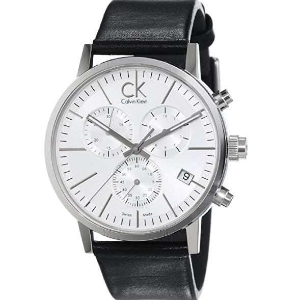 Shop Authentic Calvin Klein Post Minimal White Dial Black Leather Strap Watch for Men - K7627120 - Luxxuri