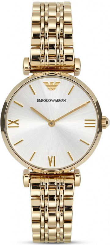 Shop Authentic Emporio Armani Gianni T Bar Silver Dial Gold Stainless Steel Strap Watch For Women - AR1877 - Luxxuri
