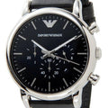 Shop Authentic Emporio Armani Luigi Chronograph Black Dial Black Leather Watch For Men - AR1828 - Luxxuri