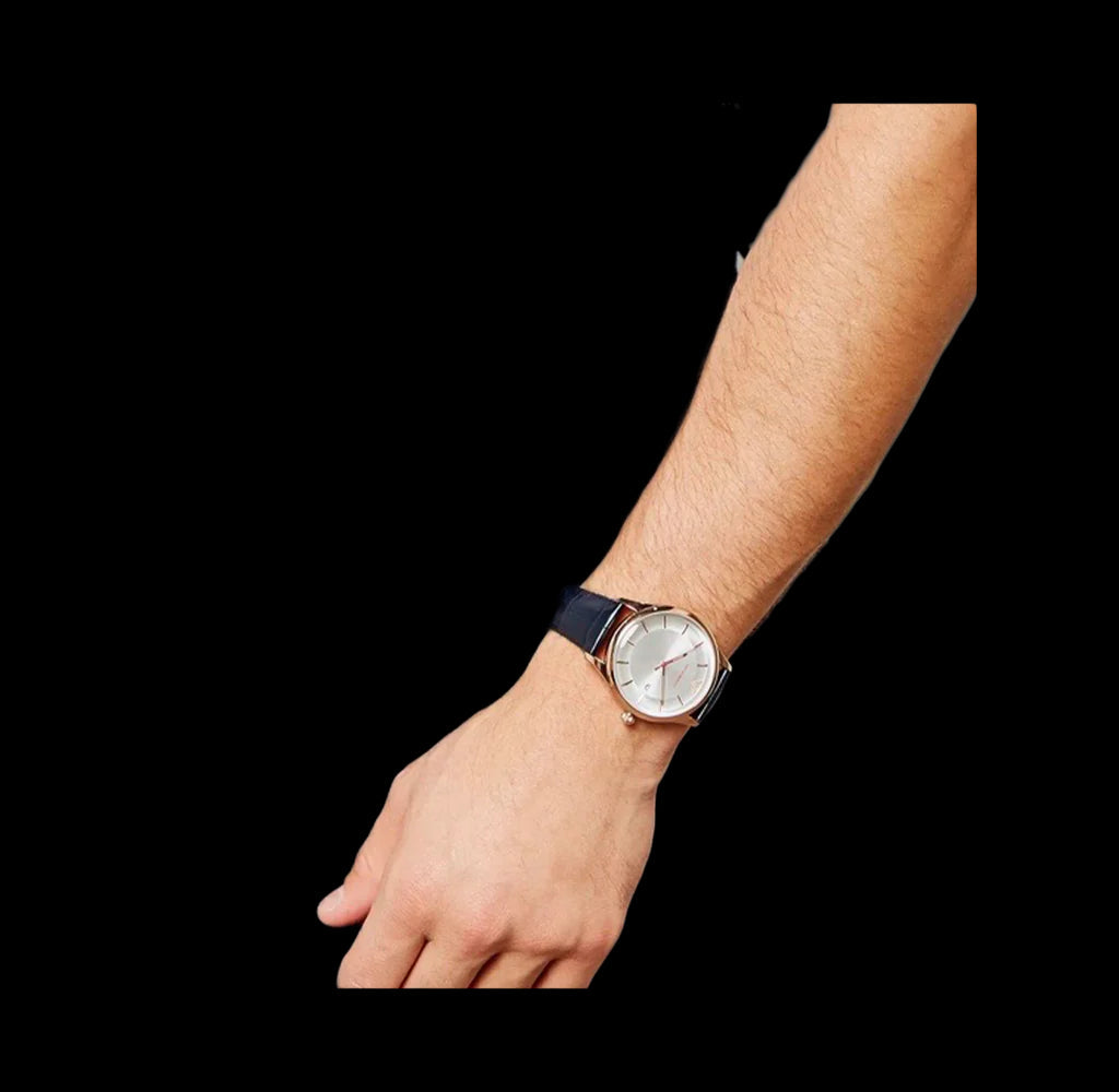 Shop Authentic Emporio Armani Classic Silver Dial Blue Leather Strap Watch For Men - AR11131 - Luxxuri