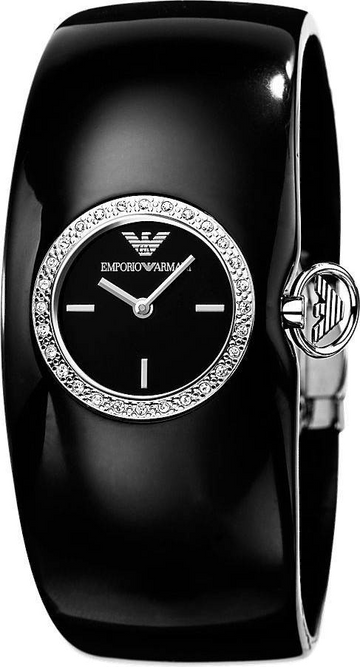 Shop Authentic Emporio Armani Casual Analog Black Dial Black Leather Strap Watch For Women - AR0739 - Luxxuri