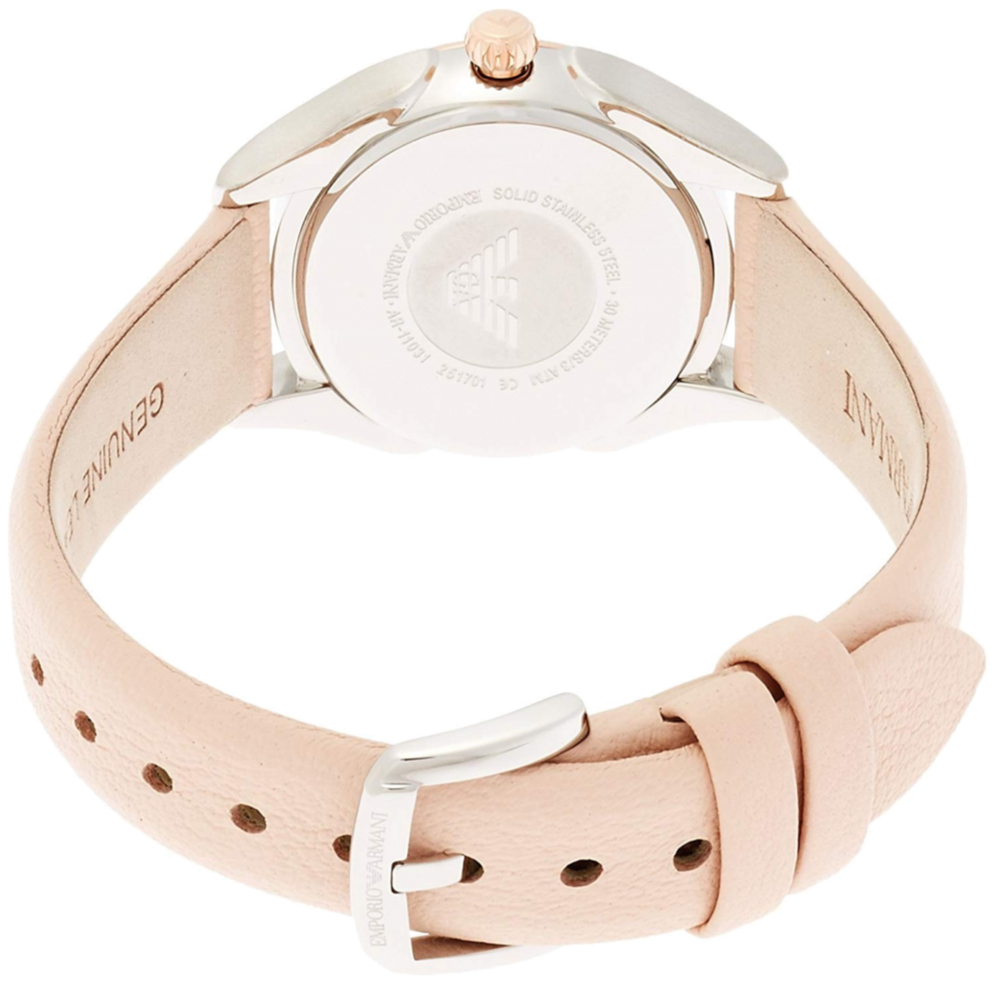 Emporio Armani Valeria Quartz White Dial Beige Leather Strap Watch For Women - AR11031