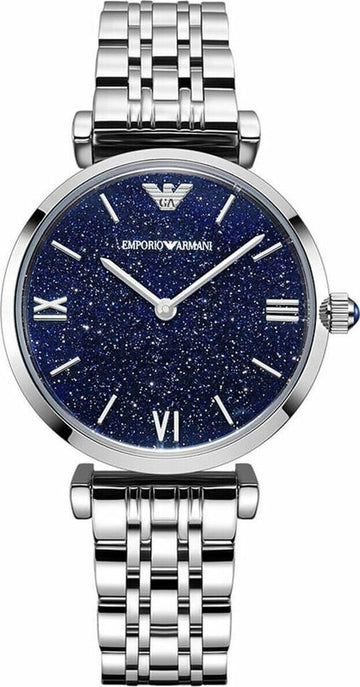 Shop Authentic Emporio Armani Gianni T Bar Dark Blue Dial Silver Stainless Steel Watch For Women - AR11091 - Luxxuri