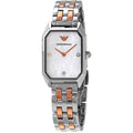 Shop Authentic Emporio Armani Gianni T Bar Mother of Pearl Dial Two Tone Steel Strap Watch For Women - AR11146 - Luxxuri