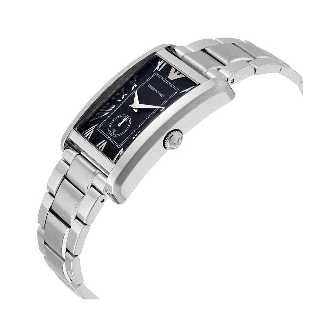 Shop Authentic Emporio Armani Classic Analog Black Dial Silver Steel Strap Watch For Men - AR1608 - Luxxuri