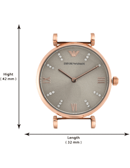 Emporio Armani Gianni T Bar Gunmetal Dial Beige Leather Strap Watch For Women - AR1681