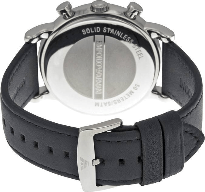 Shop Authentic Emporio Armani Luigi Chronograph Black Dial Black Leather Watch For Men - AR1828 - Luxxuri