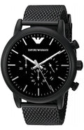 Shop Authentic Emporio Armani Sport Chronograph Black Dial Black Mesh Bracelet Watch For Men - AR1968 - Luxxuri