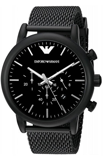 Shop Authentic Emporio Armani Sport Chronograph Black Dial Black Mesh Bracelet Watch For Men - AR1968 - Luxxuri