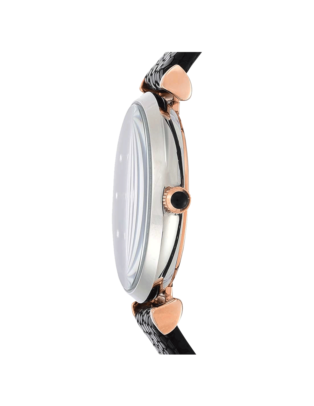 Emporio Armani Gianni T Bar Analog Blue Dial Black Leather Strap Watch For Women - AR1989